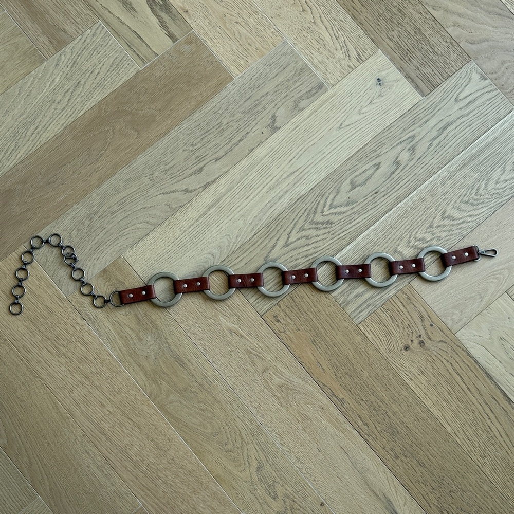 Brown Leather Circle Link Belt - NWOT